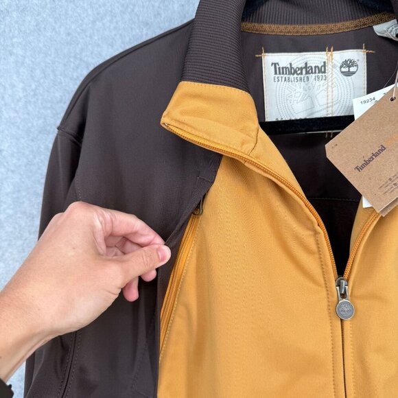 Timberland Mens VTG Y2K Full Zip Track Jacket Size M Brown Relaxed Fit Skate NEW - Picture 4 of 13